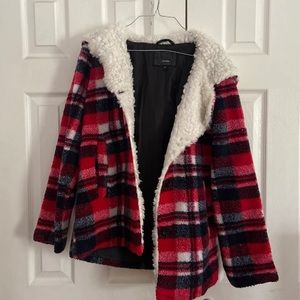 SOLD Steve Madden Plaid Fleece Jacket with Hood